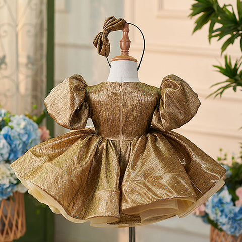 Vestido de fiesta de primer cumpleaños para niña, de jacquard hasta la rodilla 