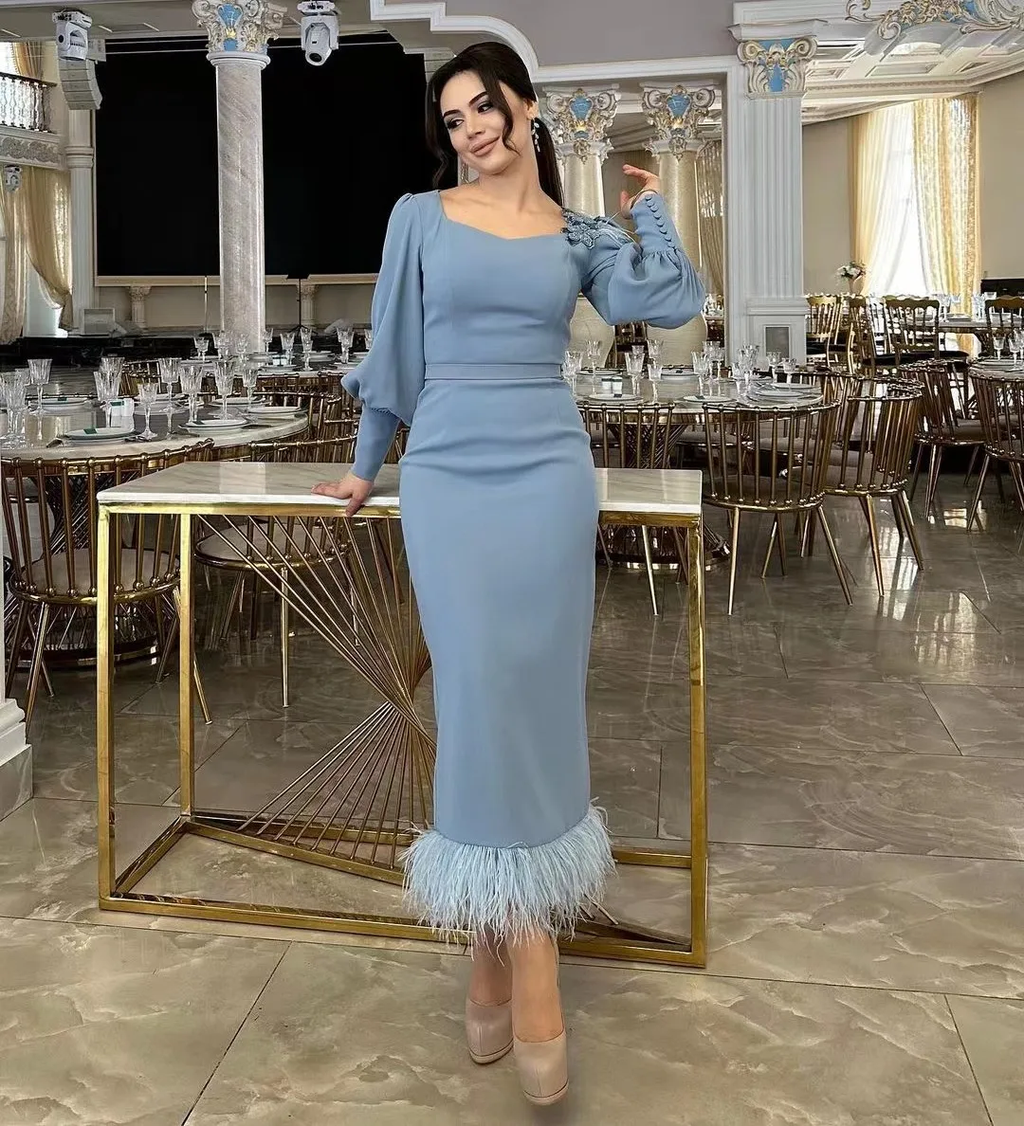 Vestido de noche sirena de moda con escote cuadrado, ideal para ocasiones especiales Y4855