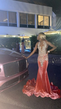 Vestidos largos de noche negros brillantes estilo sirena sexy para niñas Y4241
