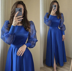 Vestidos de noche azul real, vestidos de graduación, vestidos formales para mujer Y7102