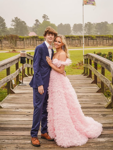 Vestido de noche de tul rosa con volantes, vestido de graduación de tul, corsé de tul, vestido de noche de tul Y6093
