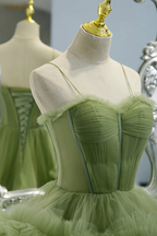 Vestidos largos de tul verde para baile de graduación, vestidos de noche formales de corte A Y2029