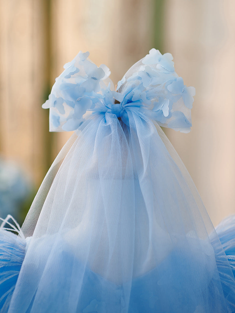 Vestido de tul hasta la rodilla para fiesta de cumpleaños de niña 