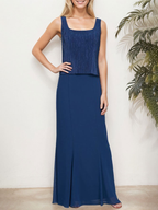 Vestido de dos piezas metálico simulado con chaqueta
