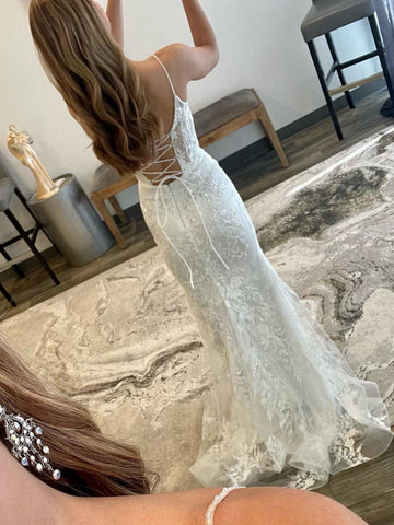 Roycebridal Billie | Vestido de noche largo de sirena blanco para baile de graduación