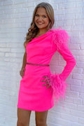 Bodycon One Shoulder   Short Homecoming Dress with Feather