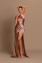 Robe de bal sirène sans manches à fente haute et dos nu 