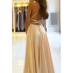 Robe de soirée fourreau/colonne à bretelles en satin plissé sans manches