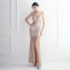Sequin Beading Sling Party Sequined Dress Long Banquet Slim Fit Evening Dress Elegant