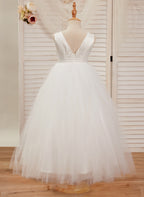 Vestido de gala/de princesa de satén y tul hasta los tobillos 