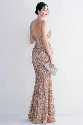 Vestido largo de fiesta negro con lentejuelas, estilo sirena, escote halter y abertura en forma de ojo de cerradura