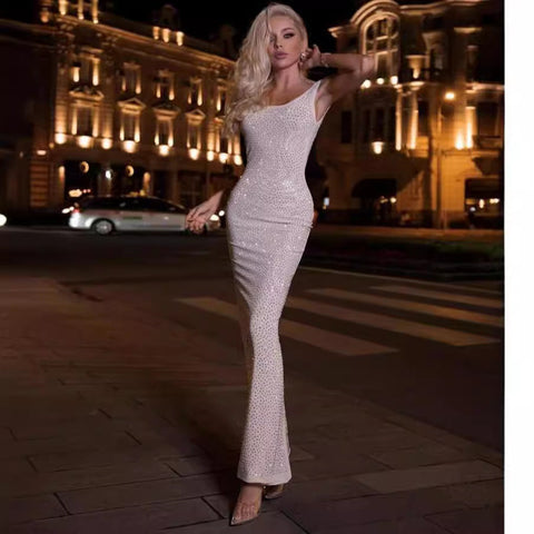 Vestido largo elástico de moda, sin espalda, para fiestas y graduaciones 
