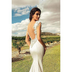 Robe de bal de mariage sirène simple et sexy, dos nu, sans manches