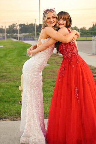 Vestido de sirena brillante con lentejuelas para baile de graduación