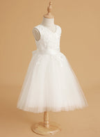 Robe de demoiselle d'honneur sans manches en dentelle et tulle, longueur genou 