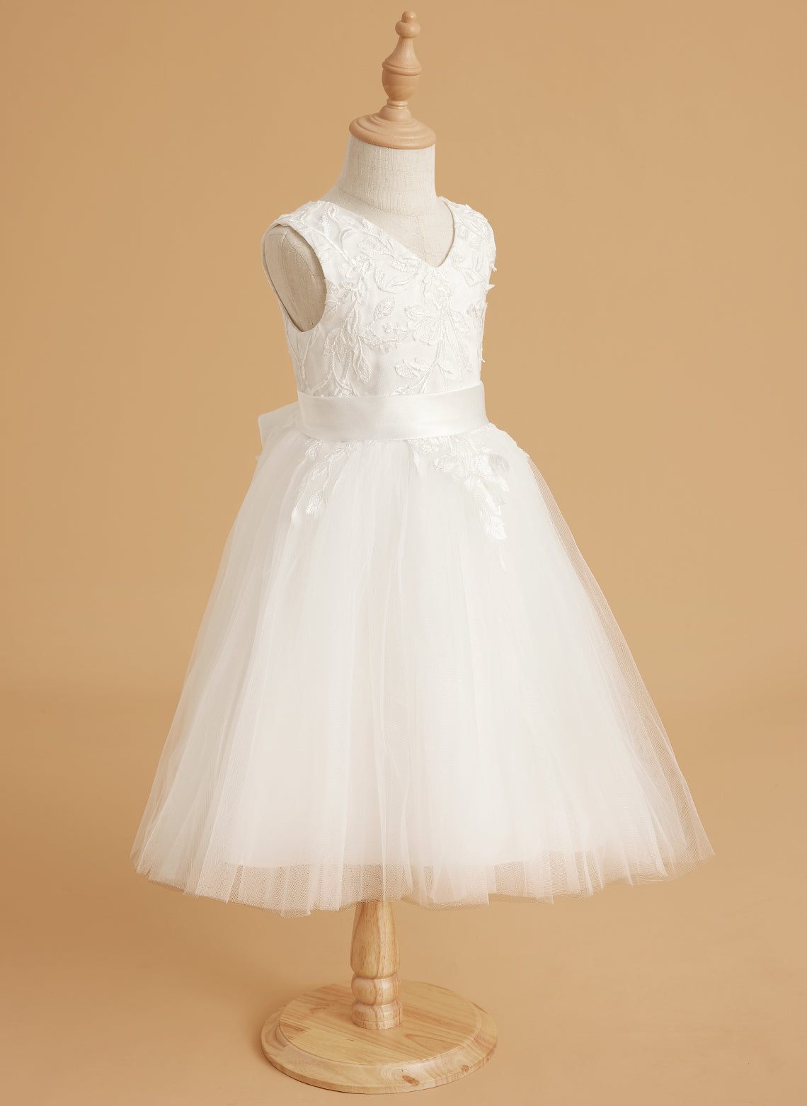 Robe de demoiselle d'honneur sans manches en dentelle et tulle, longueur genou 