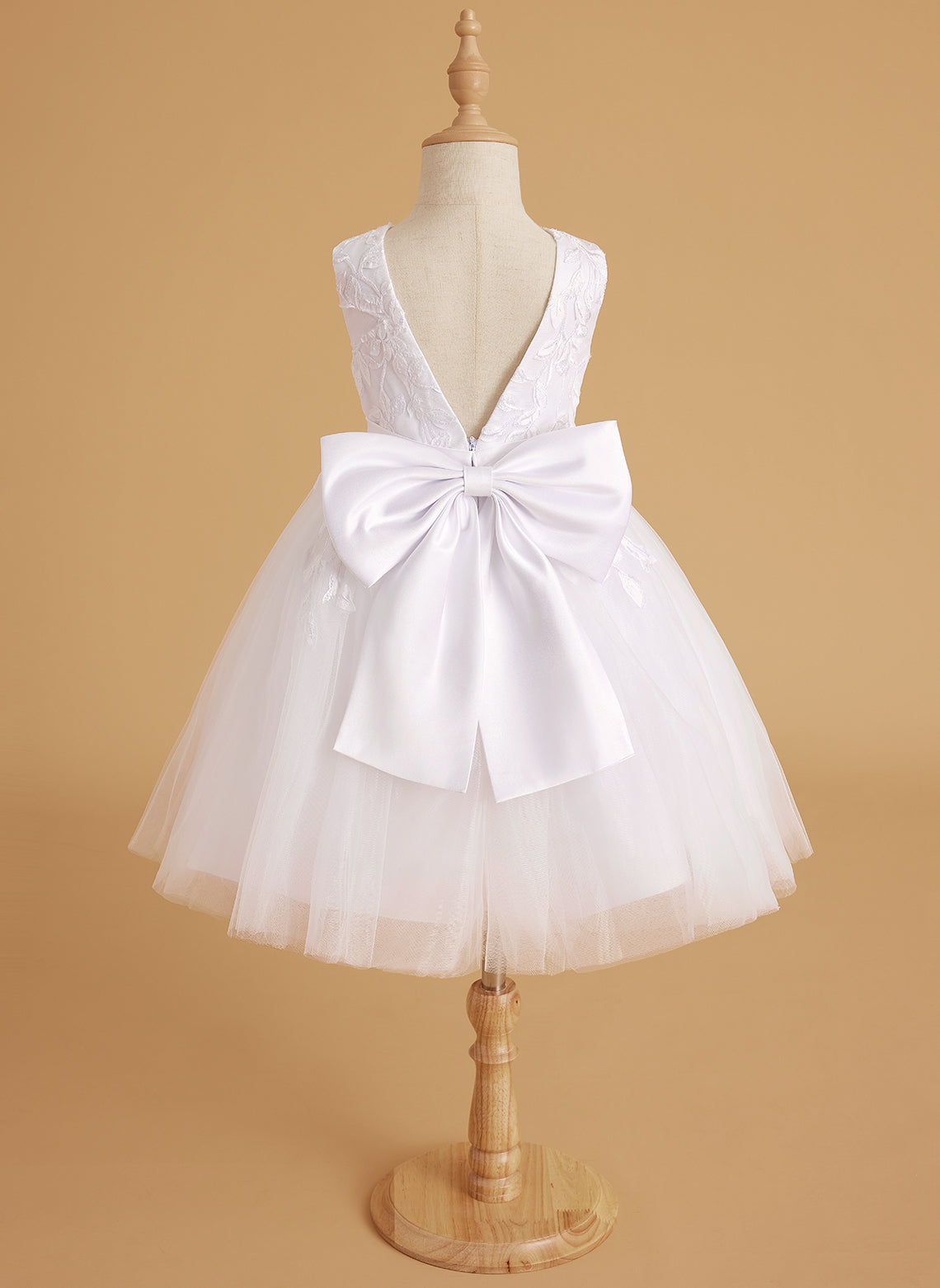 Vestido de niña de las flores sin mangas de tul y encaje hasta la rodilla 
