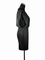 Loose Sleeveless Gauze Hollow See-Through Split-Joint Zipper Stand Collar Evening Dresses Midi Dresses