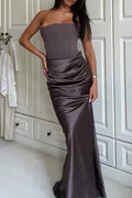 Sexy Prom Ruched Strapless Evening Dresses