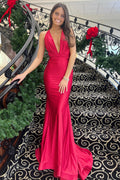 Trendy Mermaid Halter Neck Red Long Prom Dress with Backless