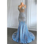 Vestido de noche de fiesta glamuroso y dramático con volantes, pedrería, escote en V, sin mangas y lentejuelas