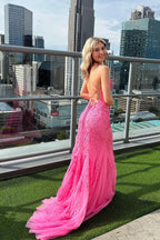 Robe de bal à bretelles spaghetti et appliques