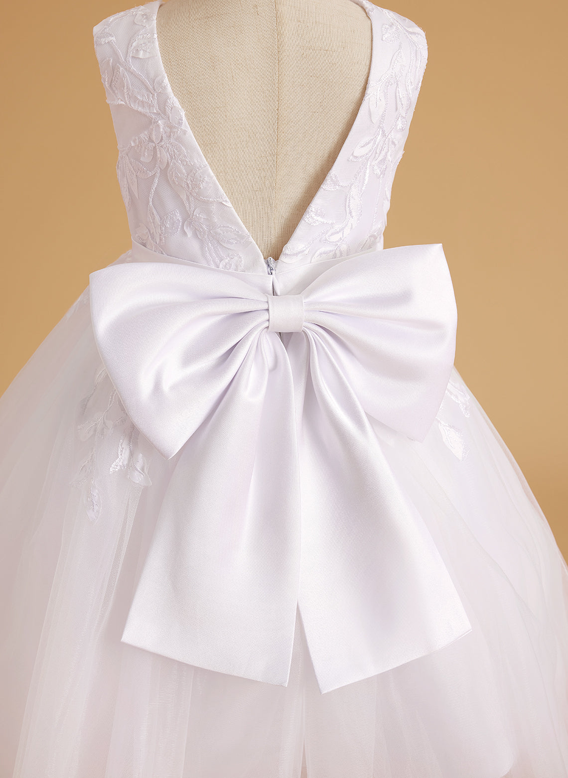 Vestido de niña de las flores sin mangas de tul y encaje hasta la rodilla 