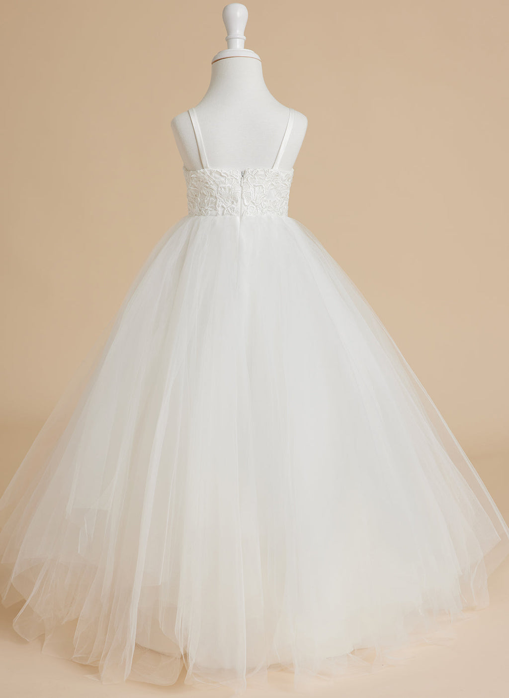 Vestido de baile/vestido largo de princesa de tul y encaje blanco (010145213) 