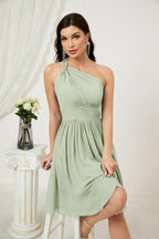 Vestido corto de gasa con un solo hombro para dama de honor de mujer Baoleely, ideal para fiestas y eventos formales como el baile de bienvenida (modelo 2804).