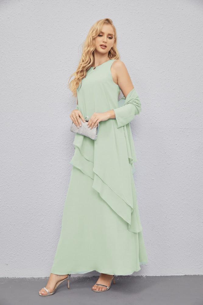 Vestidos de madre de la novia con cárdigan ligero abierto al frente, vestido formal de fiesta 28081 