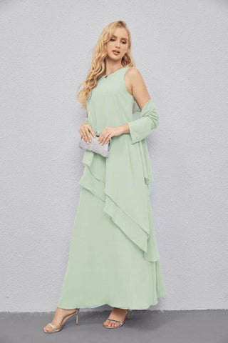 Vestidos de madre de la novia con cárdigan ligero abierto al frente, vestido formal de fiesta 28081 