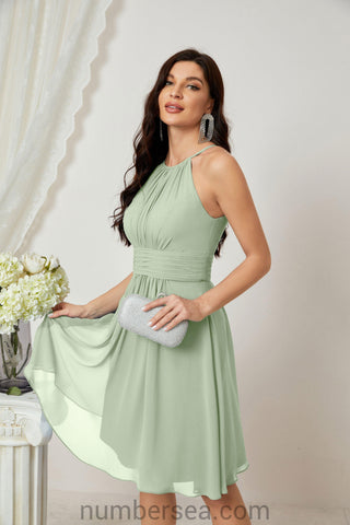 Vestidos de fiesta de bienvenida con cuello halter, vestido formal de cóctel para noche 28011 