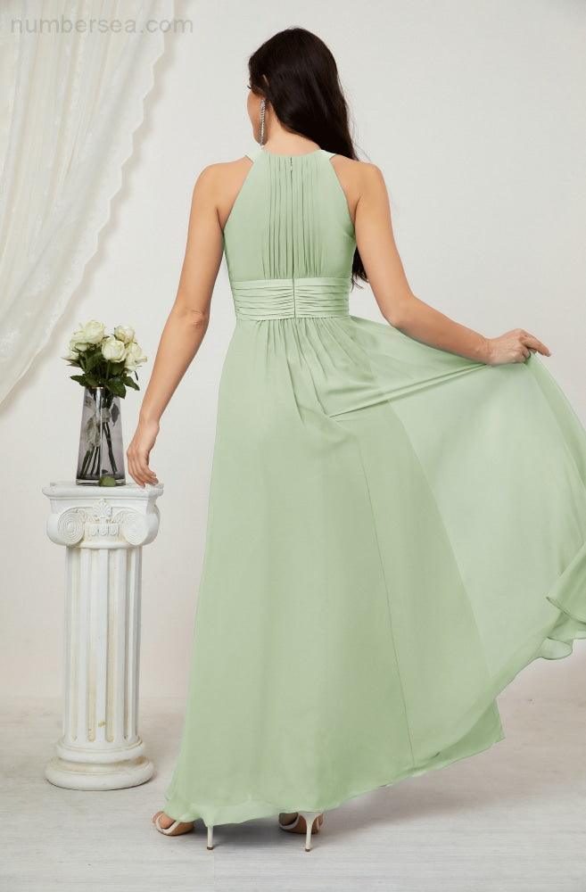 Robe de soirée formelle Baoleely en mousseline de soie, col licou, longue, sans manches, robe de demoiselle d'honneur 2802 