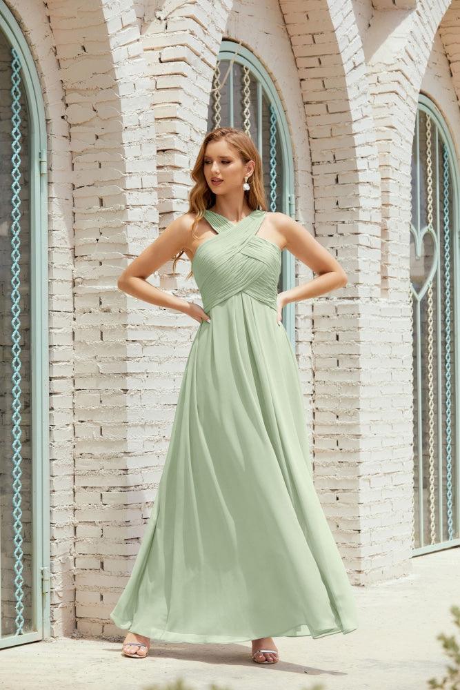 Vestidos de dama de honor con cuello halter, vestido formal de cóctel o de fiesta 28015 