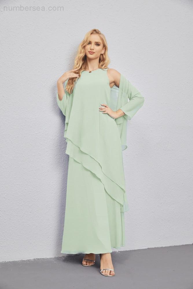 Vestidos de madre de la novia con cárdigan ligero abierto al frente, vestido formal de fiesta 28081 