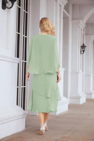 Vestido de fiesta formal de dos piezas corte A para la madre de la novia Sunderly SY28072