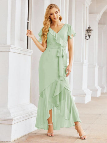 Vestidos de dama de honor Baoleely con volantes, estilo sirena, para fiestas formales, vestidos de noche, bailes de graduación y vestidos de violín 28042