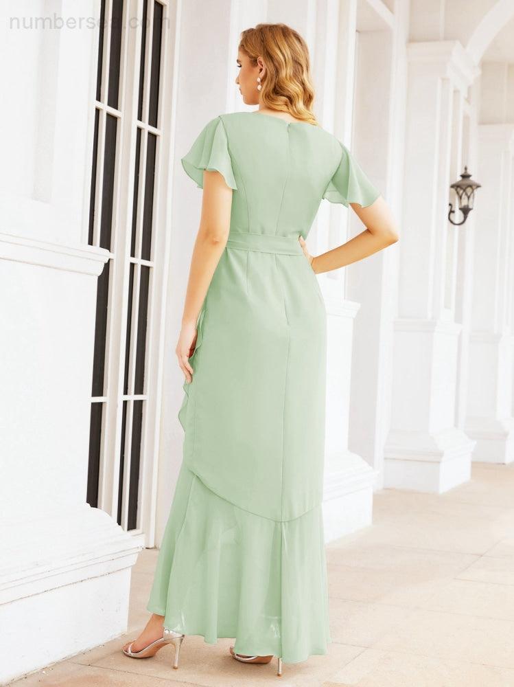 Baoleely Ruffled Bridesmaid Dresses Mermaid Formal Violin Evening Party Prom Gowns 28042