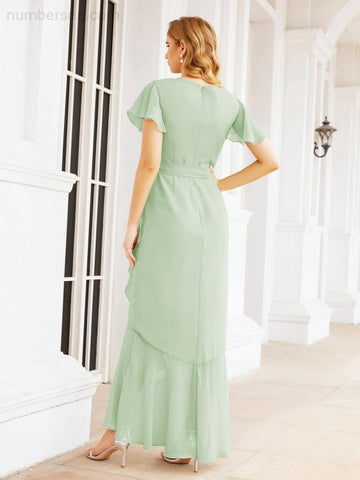 Vestidos de dama de honor Baoleely con volantes, estilo sirena, para fiestas formales, vestidos de noche, bailes de graduación y vestidos de violín 28042