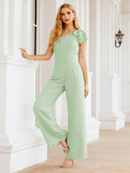 Baoleely Women's One Shoulder Long Jumpsuit Formal Evening Dress Long Bridesmaid Dresses Pants Wedding Party 28034