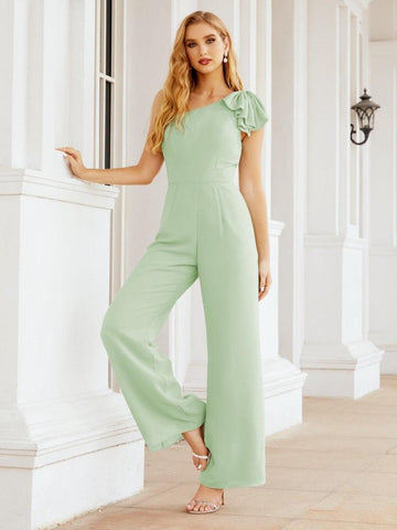 Baoleely Women's One Shoulder Long Jumpsuit Formal Evening Dress Long Bridesmaid Dresses Pants Wedding Party 28034