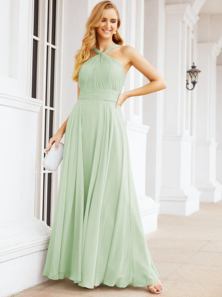 Baoleely Crisscross Halter Bridesmaid Dresses for Party Wedding Evening Prom Maxi Ball Gowns 28053