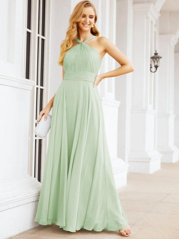 Baoleely Crisscross Halter Bridesmaid Dresses for Party Wedding Evening Prom Maxi Ball Gowns 28053