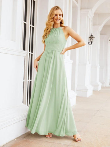 Vestidos de dama de honor Baoleely con escote tipo ojo de cerradura, sin mangas, para fiestas formales de noche y graduación 28043