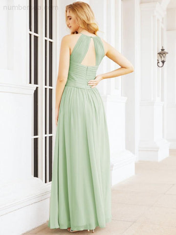 Baoleely Sleeveless Bridesmaid Dresses Long Prom Gown Zipper with Keyhole Back 28056