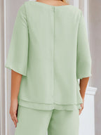 Baoleely Élégante robe mère de la mariée 2 pièces, grande taille, pantalon, volants, couches argentées, peignoir 28064