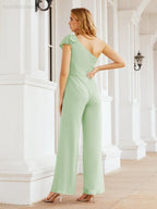 Baoleely Women's One Shoulder Long Jumpsuit Formal Evening Dress Long Bridesmaid Dresses Pants Wedding Party 28034