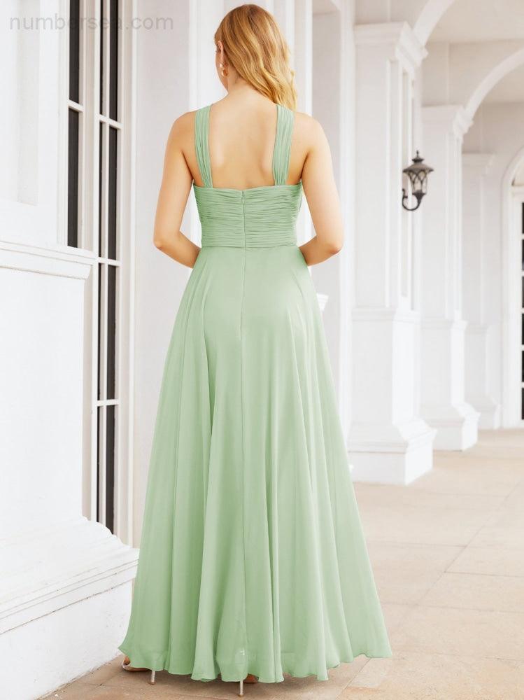 Baoleely Crisscross Halter Bridesmaid Dresses for Party Wedding Evening Prom Maxi Ball Gowns 28053