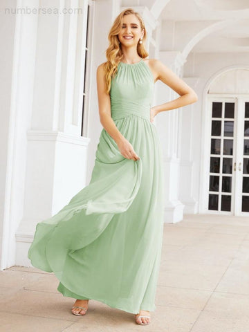Baoleely Sleeveless Bridesmaid Dresses Long Prom Gown Zipper with Keyhole Back 28056
