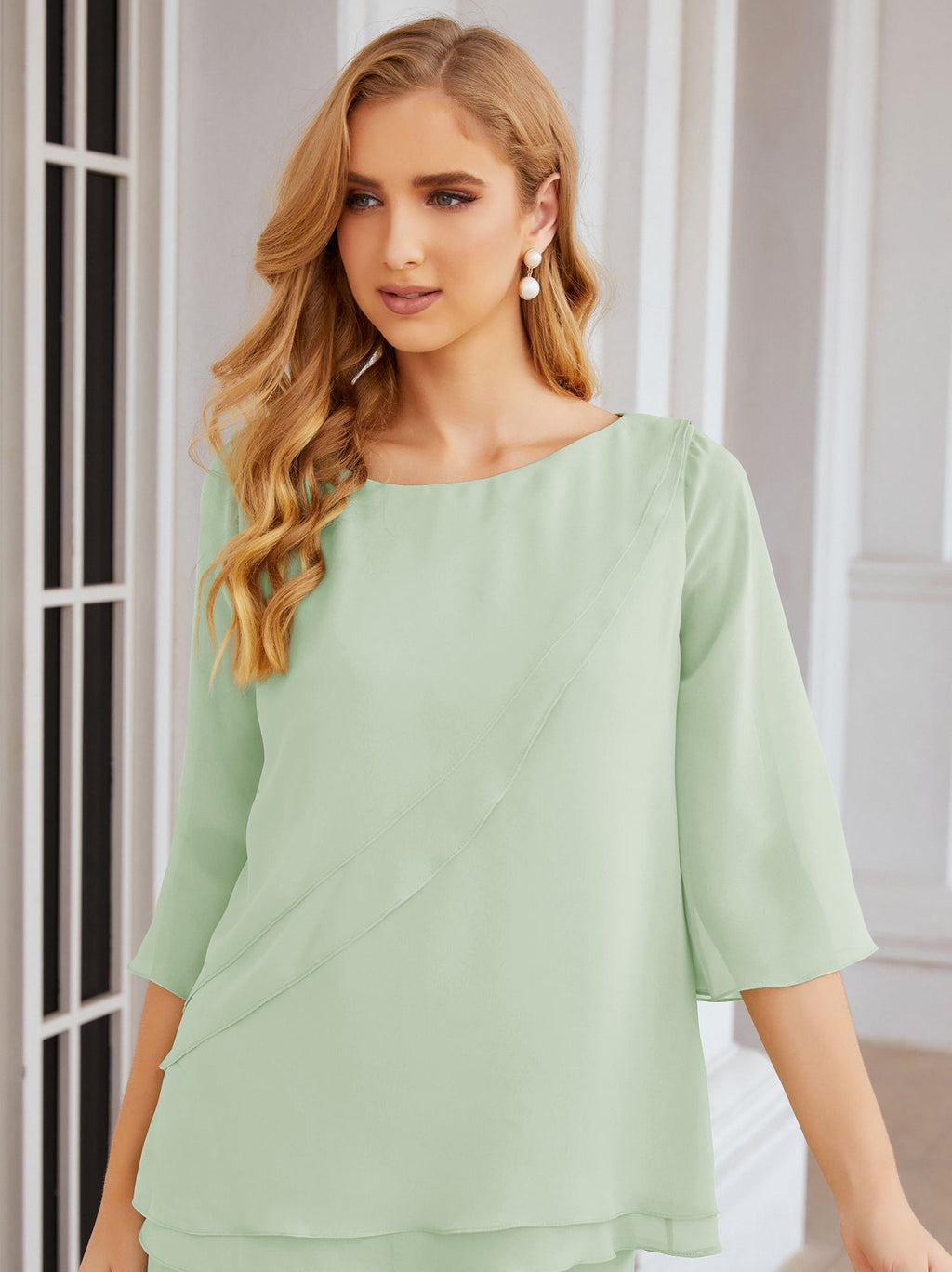 Baoleely Élégante robe mère de la mariée 2 pièces, grande taille, pantalon, volants, couches argentées, peignoir 28064